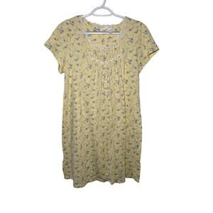 Adonna yellow floral moomoo night gown womens small sleepwear cozy evening